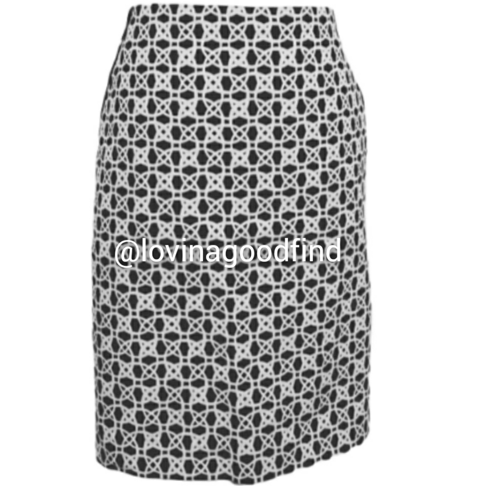 Limited Deep Navy Geometric Print Pencil Skirt EUC sz 8